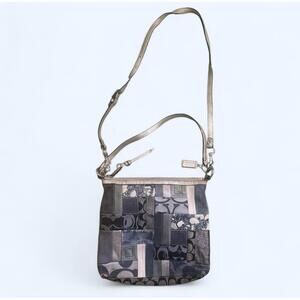 Vintage Coach Blue White Denim Patchwork Crossbody Bag Purse 13723